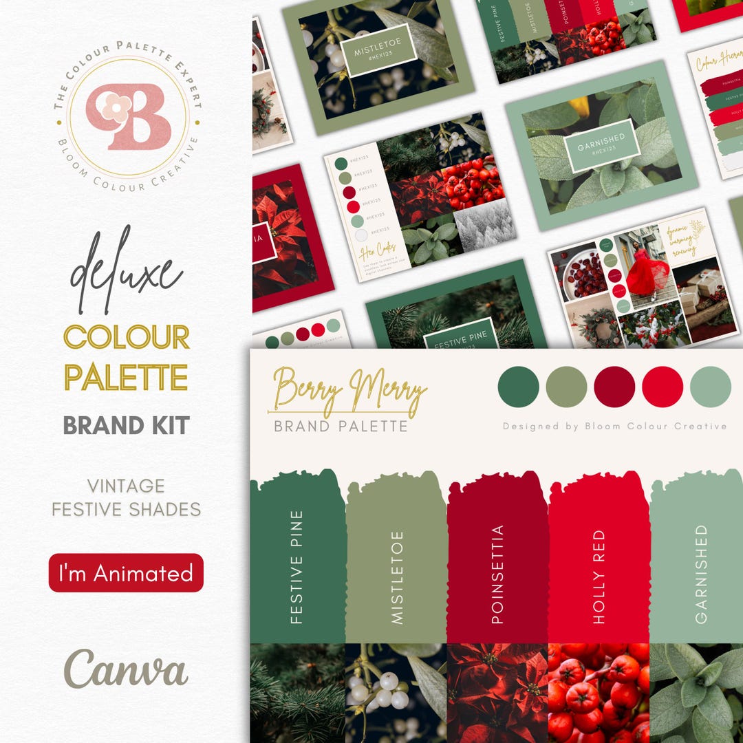 Festive Christmas Brand Colour Palette Canva Templates With Hex Codes ...