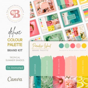 Luxury Brand Color Palette | Brand Color Palette with Hex Codes | Premium Business Branding Kit | Tropical Summer Canva Color Palette