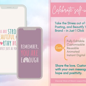 50 Positivity & Mental Health Story Templates Rainbow Customisable Canva Templates Inspirational Quotes Matching Template Bundle image 5