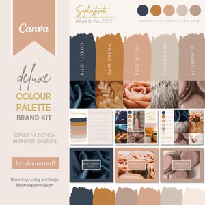 Deluxe Brand Palette  | Editable Canva Colour Palette with Hex Codes | Small Business Branding Kit | Luxury Soft Boho Colour Palette