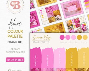 Summer Pink Brand Colour Palette - Canva Brand Kit with Hex Codes - Bright Feminine Branding for Beauty, Fashion and Lifestyle Businesses