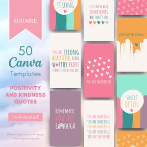 50 Positivity & Mental Health Story Templates | Rainbow Customisable Canva Templates | Inspirational Quotes Matching Template Bundle