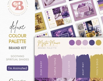 Luxury Mystic Mauve Brand Colour Palette - Purple and Gold Canva Brand Kit with Hex Codes - Premium Small Business Branding