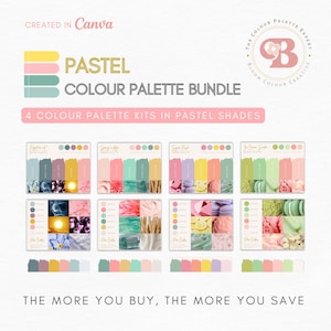 SAVE 25% - Pastel Brand Colour Palette Bundle - Canva Colour Palette with Hex Codes - Premium Business Branding Bundle - Pastel Branding Kit