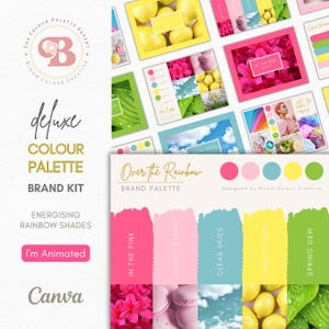 Bright Rainbow Brand Colour Palette - Canva Brand Kit with Hex Codes - Premium Small Business Branding Kit
