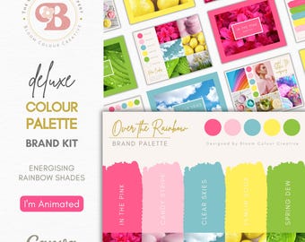 Bright Rainbow Brand Colour Palette - Canva Brand Kit with Hex Codes - Premium Small Business Branding Kit