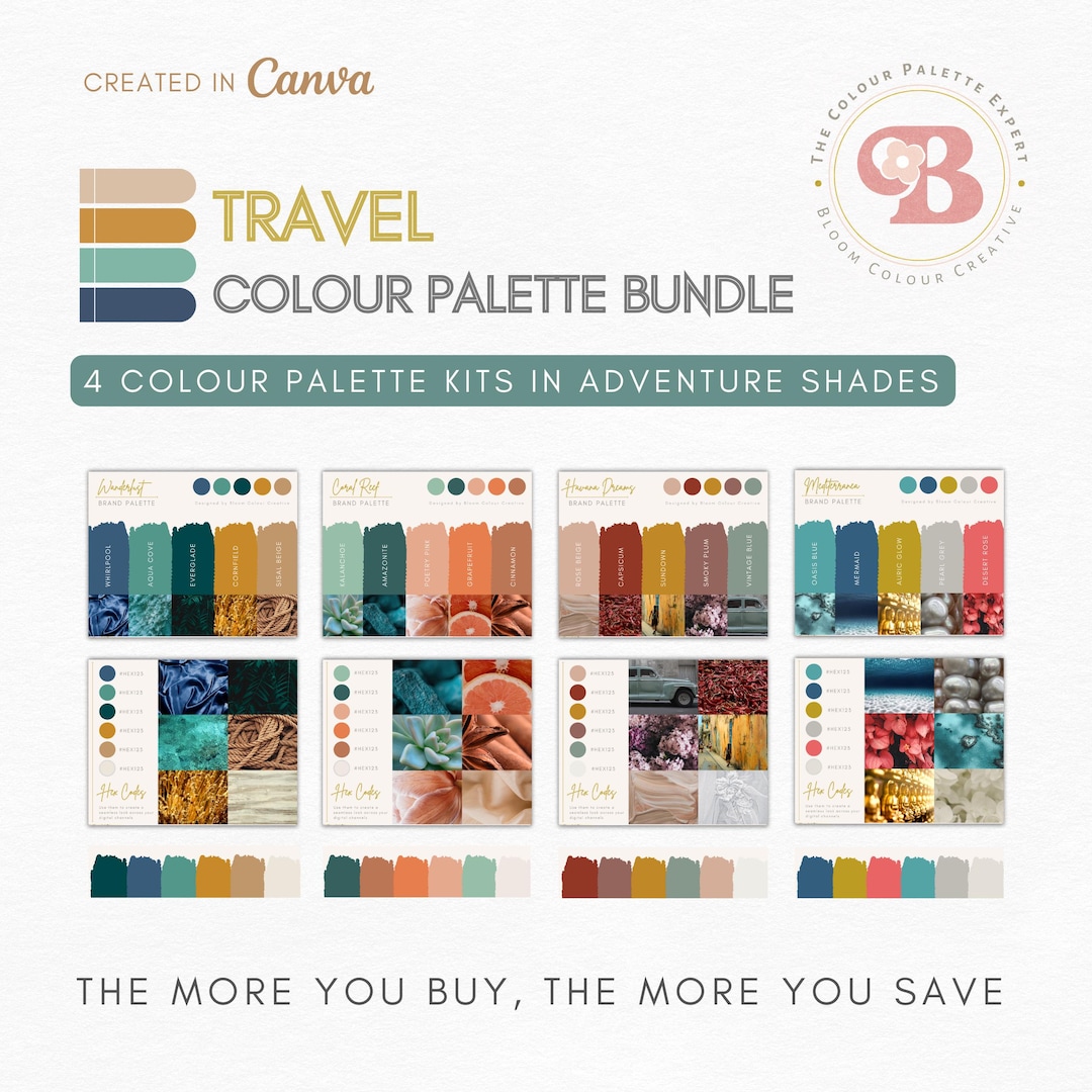 SAVE 25% - Travel Brand Colour Palette Bundle - Canva Colour Palettes ...