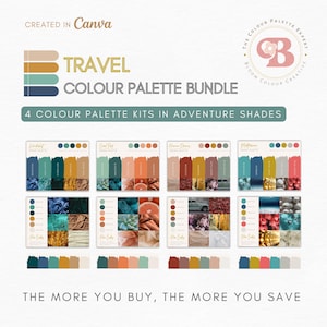 SAVE 25% - Travel Brand Colour Palette Bundle - Canva Colour Palettes with Hex Codes - Luxury Business Branding Kit - Travel Brand Design
