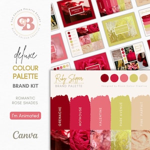 Red, Pink and Gold Brand Colour Palette - Canva Brand Kit with Hex Codes - Luxury Branding for Beauty, Lifestyle and Boutique Businesses