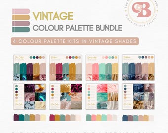 SAVE 25% - Vintage Brand Colour Palette Bundle - Canva Colour Palettes with Hex Codes - Premium Business Branding Kit - Vintage Brand Design