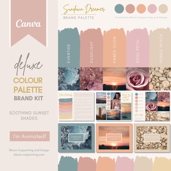 Deluxe Brand Palette | Editable Canva Colour Palette with Hex Codes | Small Business Branding Kit | Sunset Colour Palette | Sunset Colours