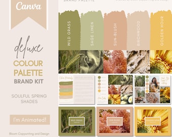 Deluxe Spring Boho Brand Palette  | Editable Canva Colour Palette with Hex Codes | Small Business Branding Kit | Boho Colour Palette