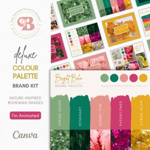 Bright Boho Brand Colour Palette with Hex Codes – Boho Colour Palette for Canva – Bright Brand Kit – Vibrant Colours – Luxury Branding Kit