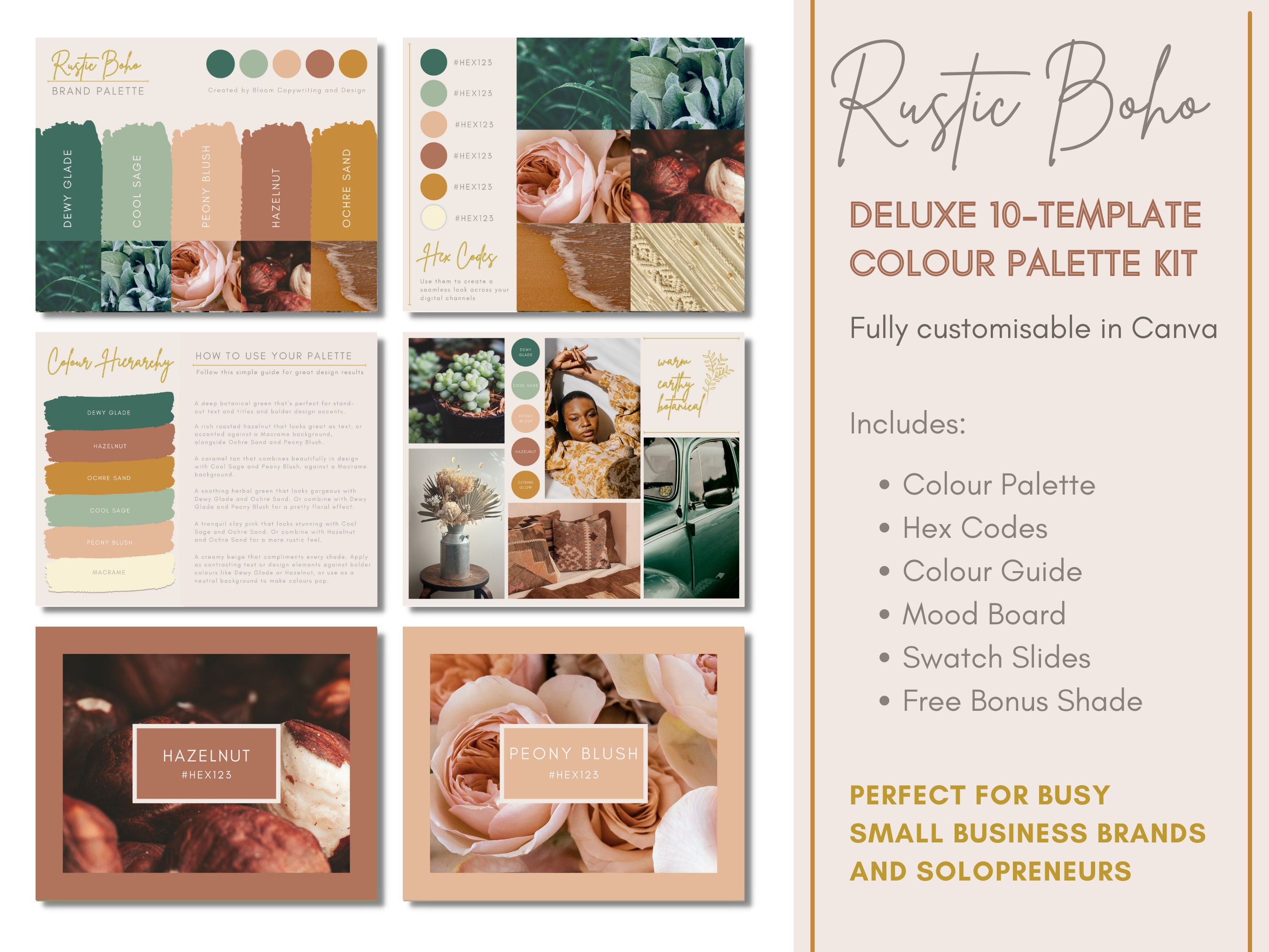 Deluxe Rustic Boho Brand Palette Editable Canva Colour - Etsy