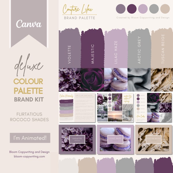 Deluxe Brand Palette  | Editable Canva Colour Palette with Hex Codes | Small Business Branding Kit | Elegant Purple Colour Palette