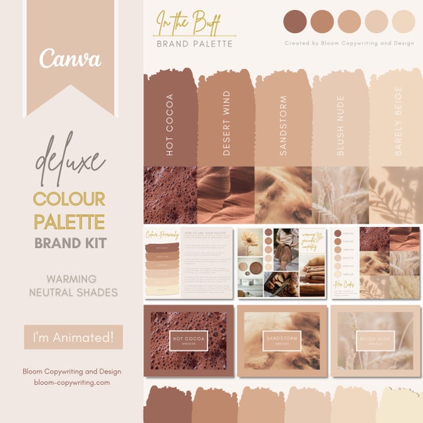 Deluxe Nude Brand Palette  | Editable Canva Colour Palette with Hex Codes | Small Business Branding Kit | Neutral Beige Colour Palette