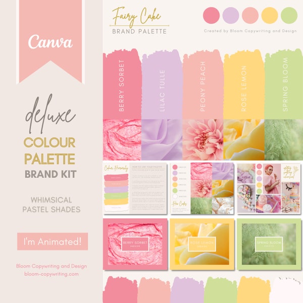 Deluxe Brand Palette | Editable Canva Colour Palette with Hex Codes | Small Business Branding Kit |  Pastel Colour Palette | Pastel Branding