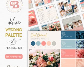 Coral Wedding Colour Palette  - Canva Colour Palette with Hex Codes - Wedding Colour and Planner Kit - Elegant Coral Wedding Colour Palette