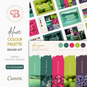 Tropical Brand Colour Palette – Canva Brand Kit with Hex Codes – Bright Botanical Colour Palette for Eco-Luxe, Wellness and Travel Brands