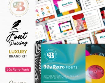 60s Retro Canva Font Pairing Guide - Luxury Canva Font Guide - Canva Font Pairing Cheat Sheet - Free Canva Font Pairings - Retro Logo Design
