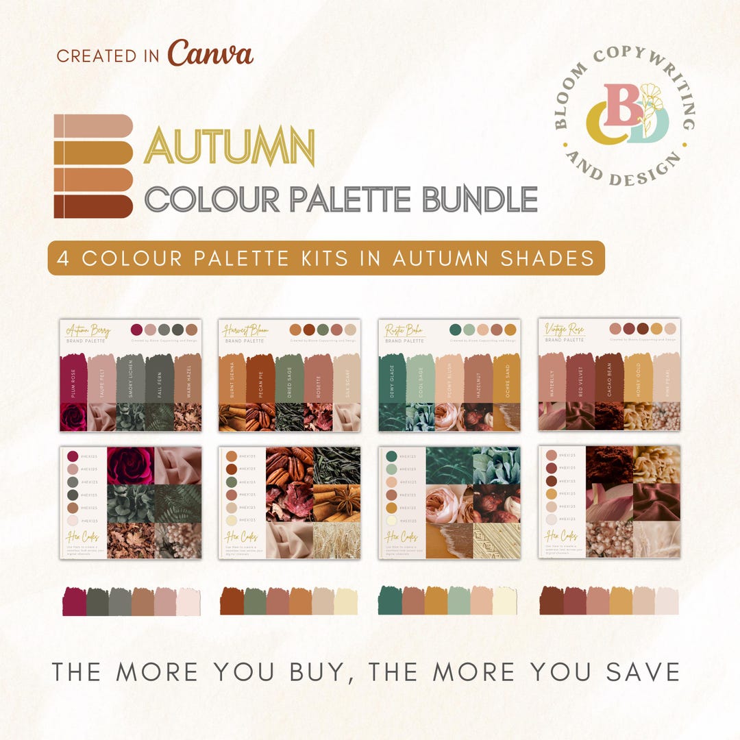 SAVE 10% Fall Brand Color Palette Bundle Canva Colour Palettes With Hex ...
