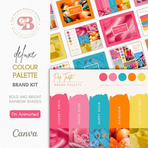 Rainbow Canva Brand Colour Palette - Bright Editable Branding Kit with Hex Codes for Colourful Businesses and Creative Brand Design