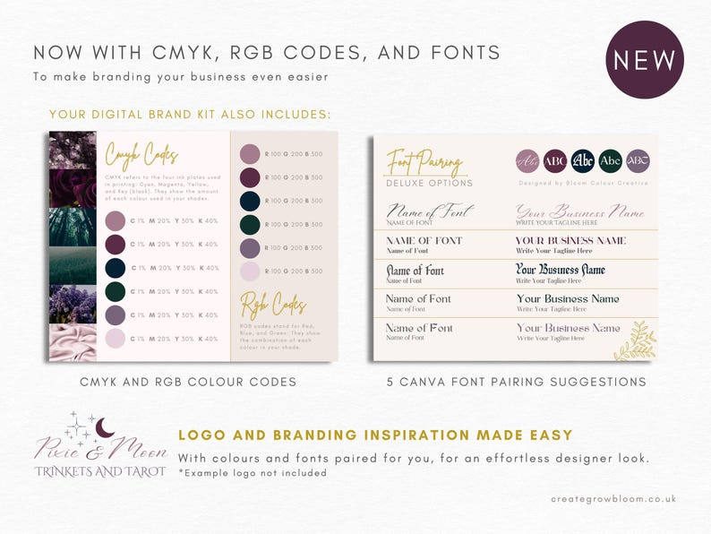Font. Custom Color Rgb Fairy Tale Colour Palette With Fonts - Canva Brand Palette With CMYK ...