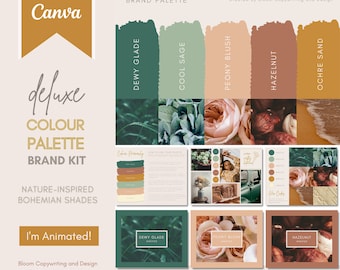 Deluxe Rustic Boho Brand Palette  | Editable Canva Colour Palette with Hex Codes | Small Business Branding Kit | Boho Colour Palette