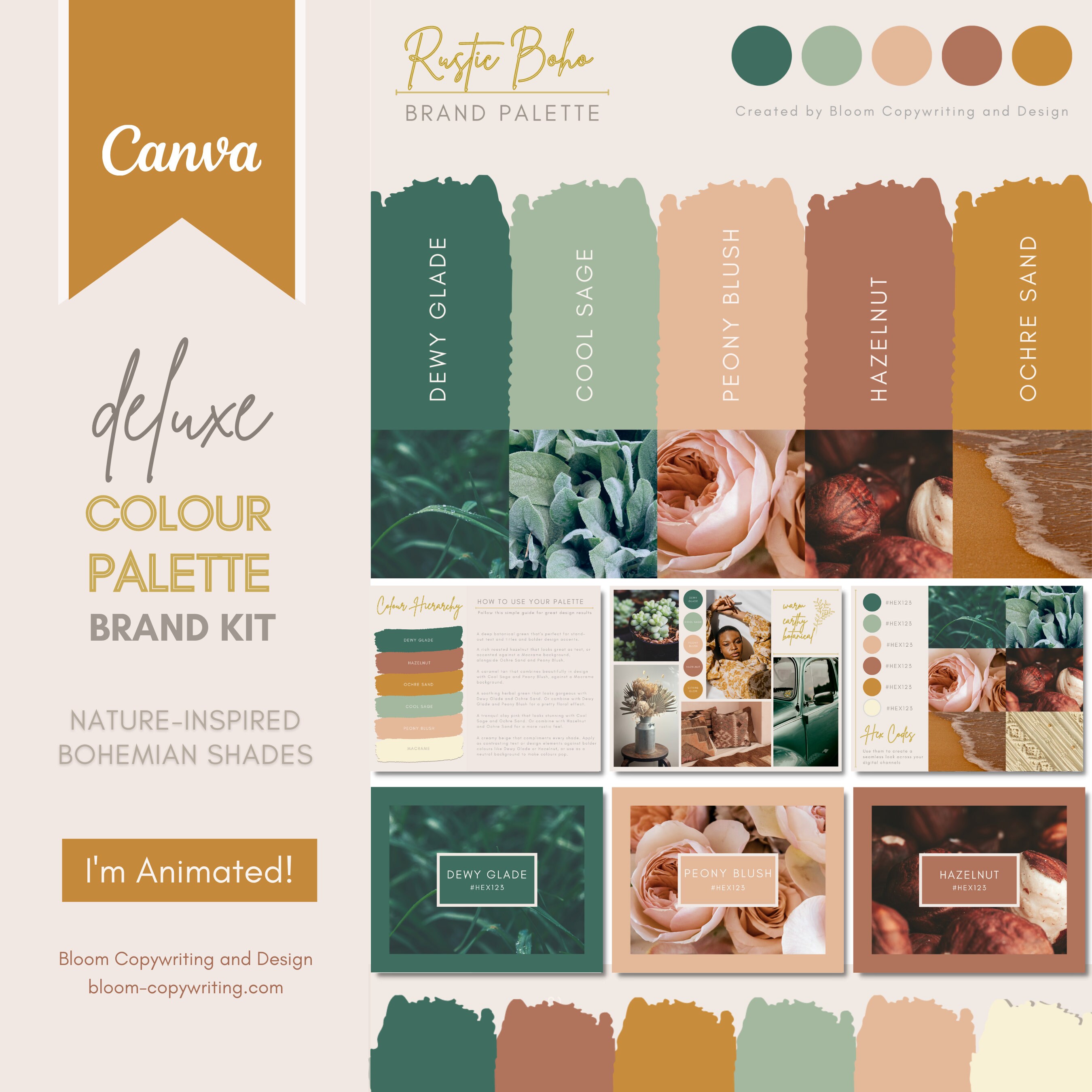 Deluxe Rustic Boho Brand Palette Editable Canva Colour Etsy