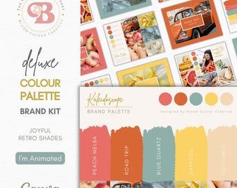 Retro Rainbow Brand Colour Palette - Luxury Canva Brand Kit with Hex Codes - Bold Colourful Branding for Vintage Shops and Small Businesses