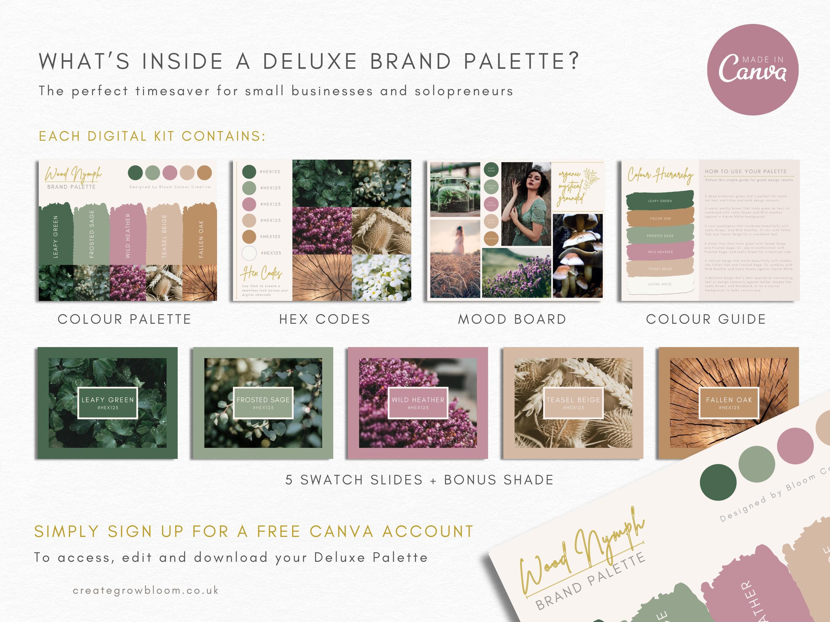 Rustic Brand Colour Palette for Canva – Wood Nymph Botanical Branding ...