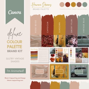 Deluxe Brand Palette | Editable Canva Colour Palette with Hex Codes | Small Business Branding Kit | Vintage Cuban Colour Palette