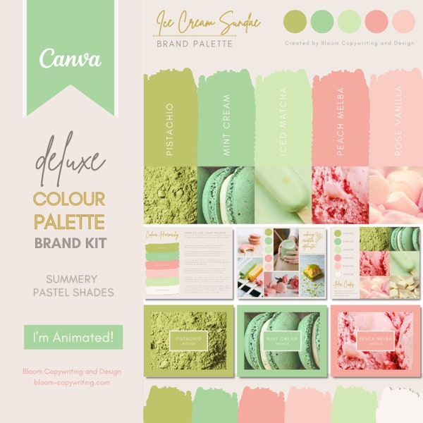 Deluxe Brand Palette | Editable Canva Colour Palette with Hex Codes | Small Business Branding Kit | Summer Pastel Colour Palette | Ice Cream