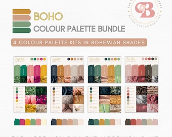 SAVE 25% - Boho Brand Colour Palette Bundle - Canva Colour Palette with Hex Codes - Premium Business Branding Kit - Boho Branding Bundle