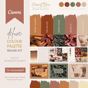 Deluxe Brand Palette  | Editable Canva Colour Palette with Hex Codes | Small Business Branding Kit | Rustic Boho Colour Palette