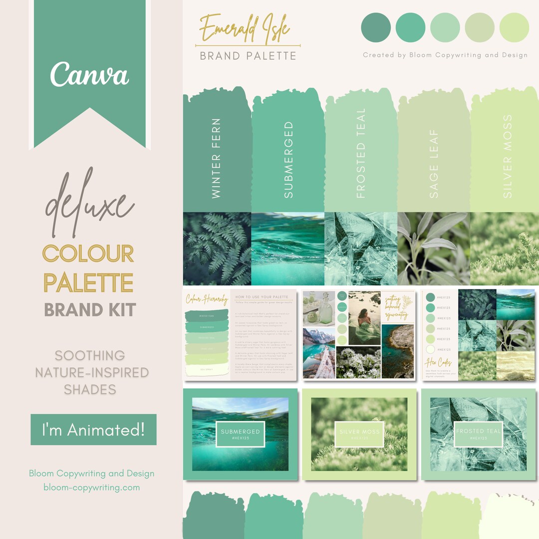 Deluxe Emerald Brand Palette Editable Canva Colour Palette - Etsy UK