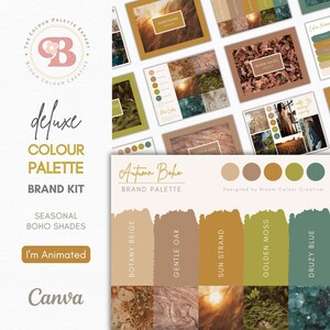 Autumn Boho Brand Colour Palette for Canva – Earthy Branding Kit with Hex Codes, Mood Board, Swatches – Instant Download