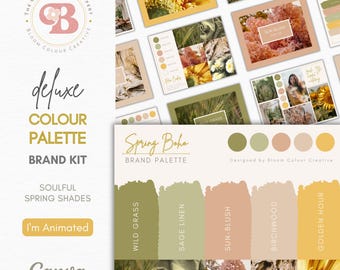 Earthy Boho Brand Colour Palette - Canva Brand Kit with Hex Codes - Natural Organic Branding for Wellness, Weddings and Artisan Businesses
