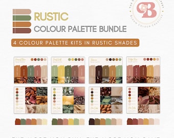 SAVE 25% - Rustic Brand Colour Palette Bundle - Canva Colour Palettes with Hex Codes - Premium Business Branding Kit - Earthy Brand Colours