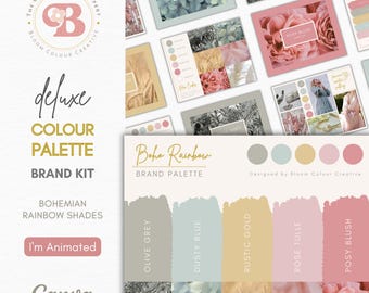 Luxury Wedding Color Palette  | Brand Color Palette with Hex Codes | Premium Branding Kit | Rainbow Canva Color Palette | Boho Brand Kit