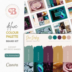 Elegant Art Deco Brand Colour Palette - Luxury Canva Colour Palette with Hex Codes - Vintage Branding Kit for Small Businesses
