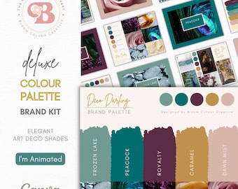 Elegant Art Deco Brand Colour Palette - Luxury Canva Colour Palette with Hex Codes - Vintage Branding Kit for Small Businesses