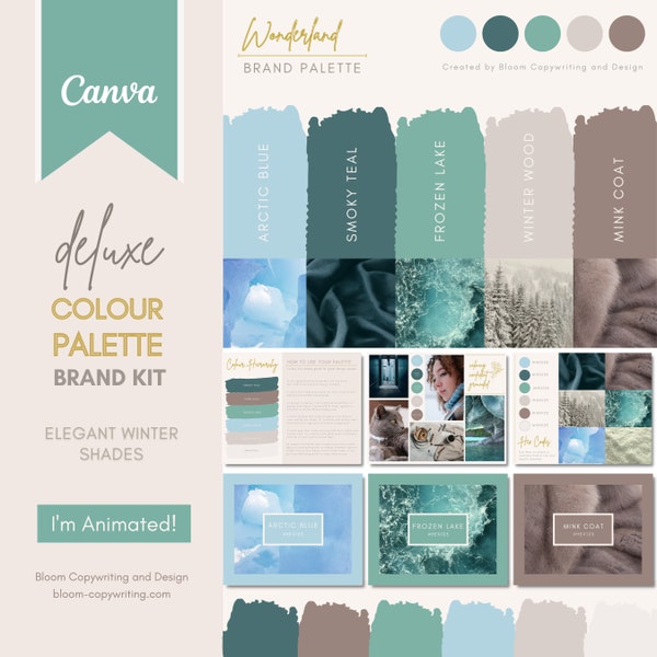 Deluxe Brand Palette  | Editable Canva Colour Palette with Hex Codes | Small Business Branding Kit | Christmas Winter Blue Colour Palette
