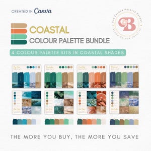 SAVE 25% - Coastal Colour Palette Bundle - Canva Colour Palettes with Hex Codes - Premium Business Branding Kit - Beach Branding Bundle