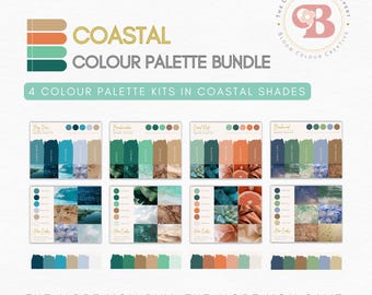 SAVE 25% - Coastal Colour Palette Bundle - Canva Colour Palettes with Hex Codes - Premium Business Branding Kit - Beach Branding Bundle