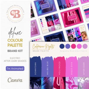 Luxury Brand Colour Palette – California-Inspired Canva Brand Kit with Hex Codes – Bold Neon Branding Kit – Retro Branding Kit for Creatives