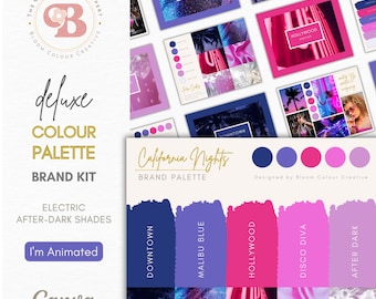 Luxury Brand Colour Palette – California-Inspired Canva Brand Kit with Hex Codes – Bold Neon Branding Kit – Retro Branding Kit for Creatives