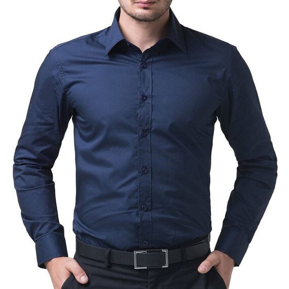 MENS STYLISH Shirts Blue Cotton Wedding 
