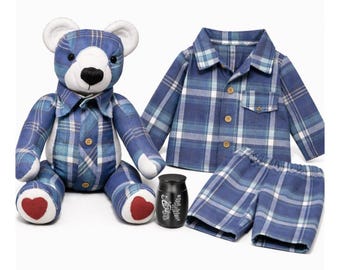 Oso de peluche conmemorativo personalizado: hecho a mano con la ropa de sus seres queridos, oso articulado de 33 cm.