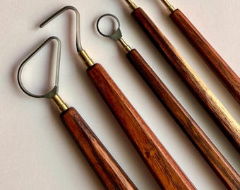 5 pcs Set Pottery Trimming Tools - Tungsten Carbide Blade | Handmade Professional Set Clay Trimmer | Edge Series